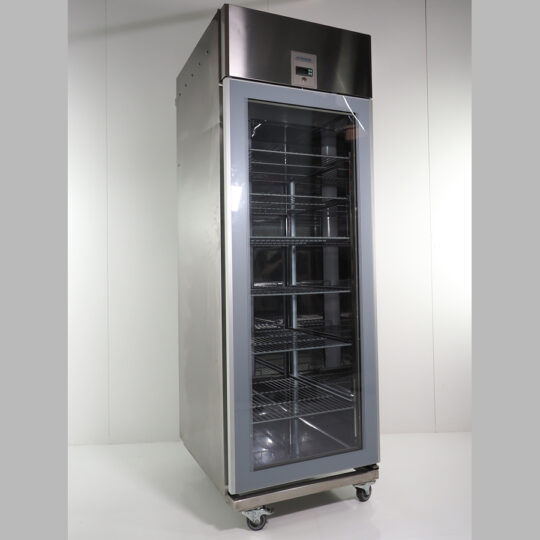 Gewerbekühlschrank 670 Liter, 2 1/1 GN, Umluft mit Glasscheibe 2° - 8°, edelstahl